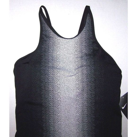 Nike Women Sz M Swimsuit Swimwear Fade Sting 1-Piece Black Wht NESS8300-001 $94 - Picture 5 of 7